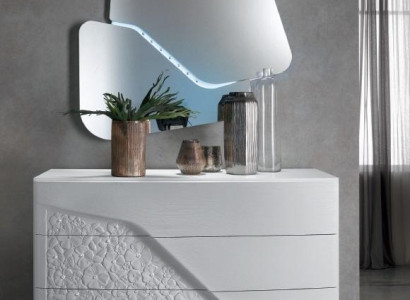 Luxury Set 2pc Chest of Drawers Mirror Dressers Wood Console Modern Design White New